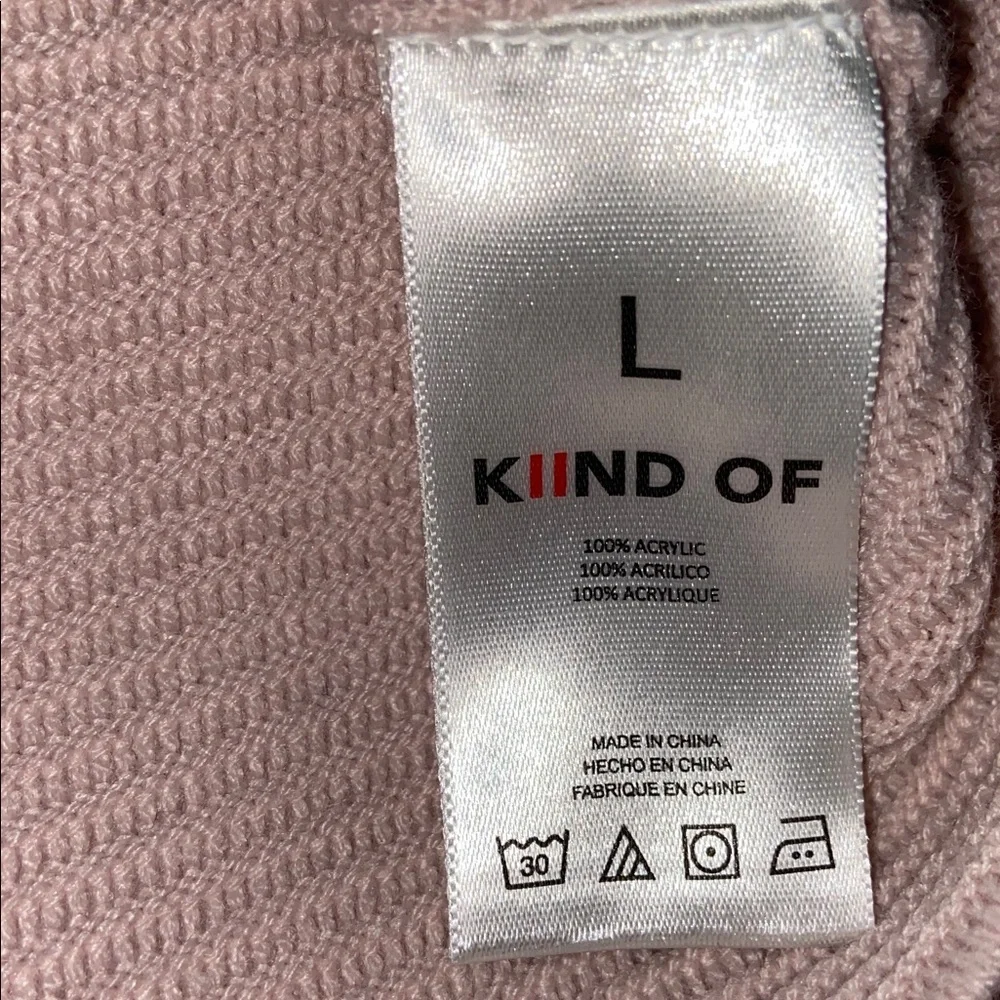 Kiind Of Women's Pastel Pink Oversized Cowl Neck Sweater